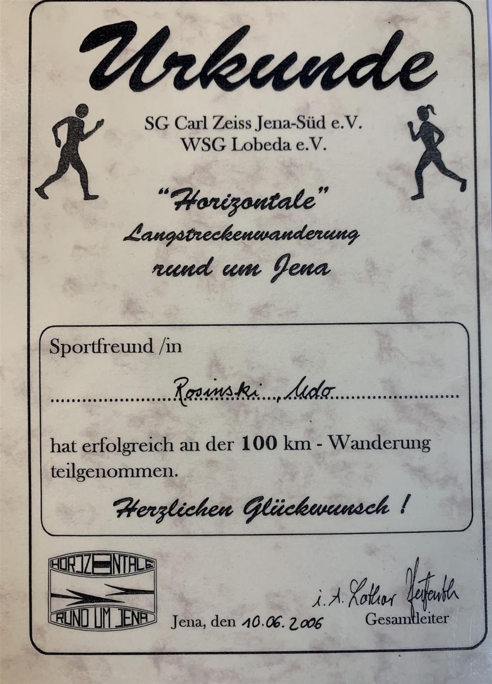 Horizontale 2006 - Urkunde